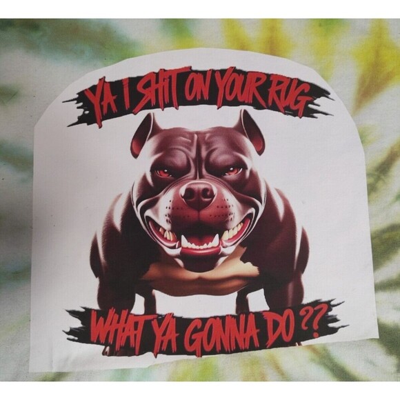 Pit Bull Dog Poop On Rug T Shirt Tye Dye Tee  Funny Sz.M  Custom Made - Picture 2 of 4